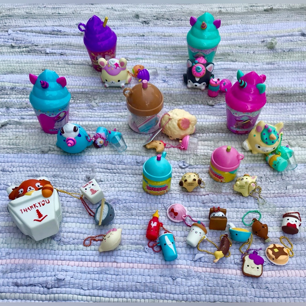 Huge Lot SMOOSHY MUSHY Slow Rise Food Snack Theme Animal Characters Trinket Toys